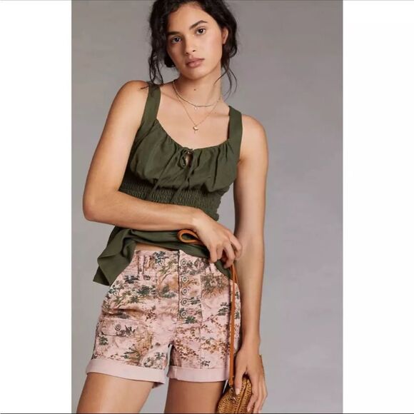 Pilcro Pants - Pilcro Pink and Green Women Shorts